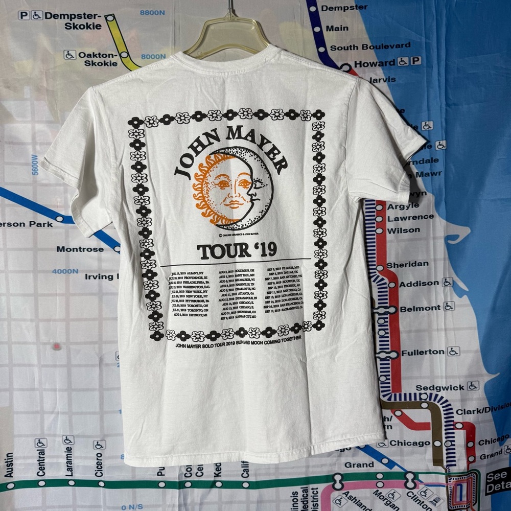 John Mayer World Tour 2019 T-Shirt Small Sun Moon Graphic Solo Concert Merch